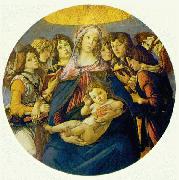 BOTTICELLI, Sandro Madonna of the Pomegranate (Madonna and Child and six Angels) fdgd oil